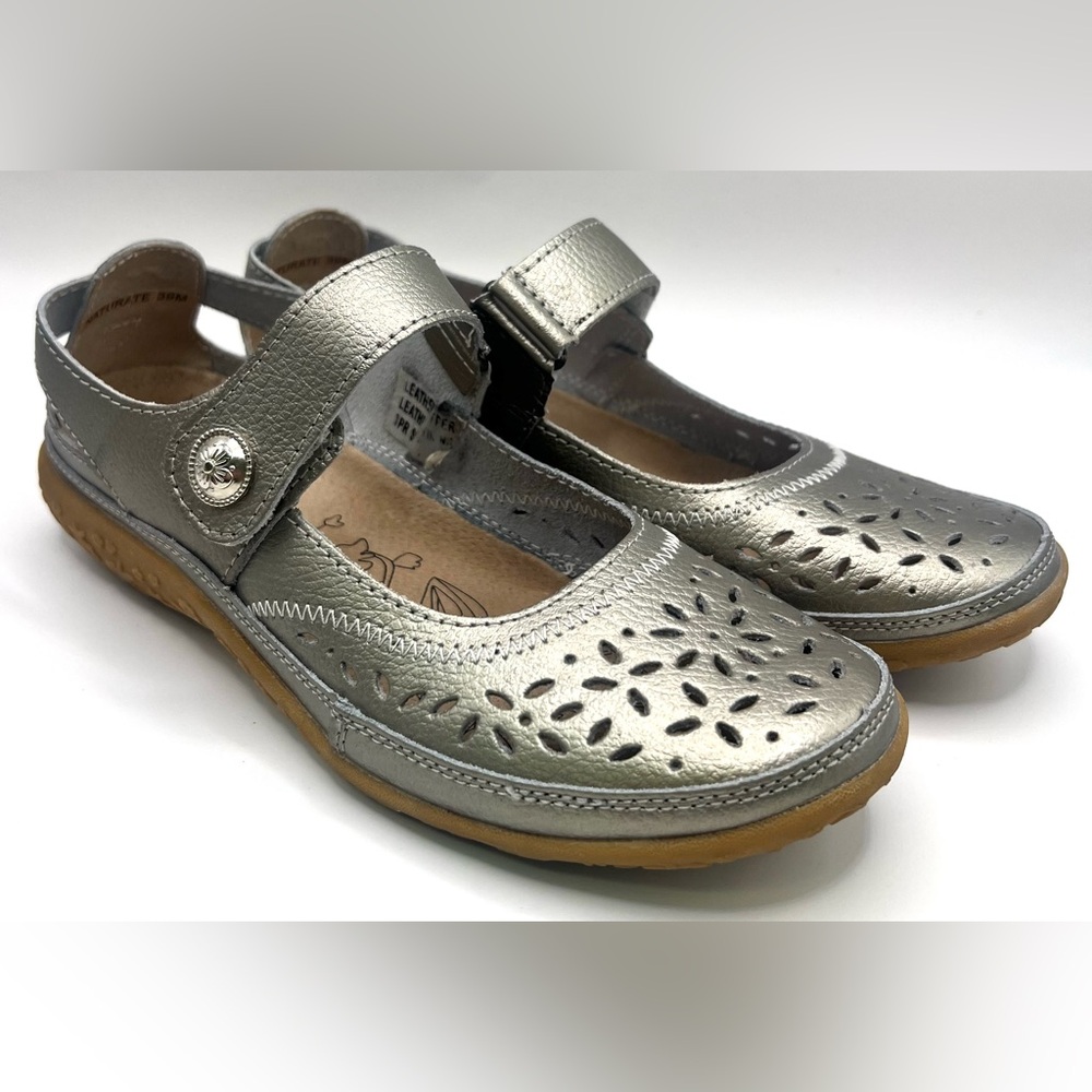 Spring Step Metallic Mary Jane Flats- Size:‎ 39, Naturate